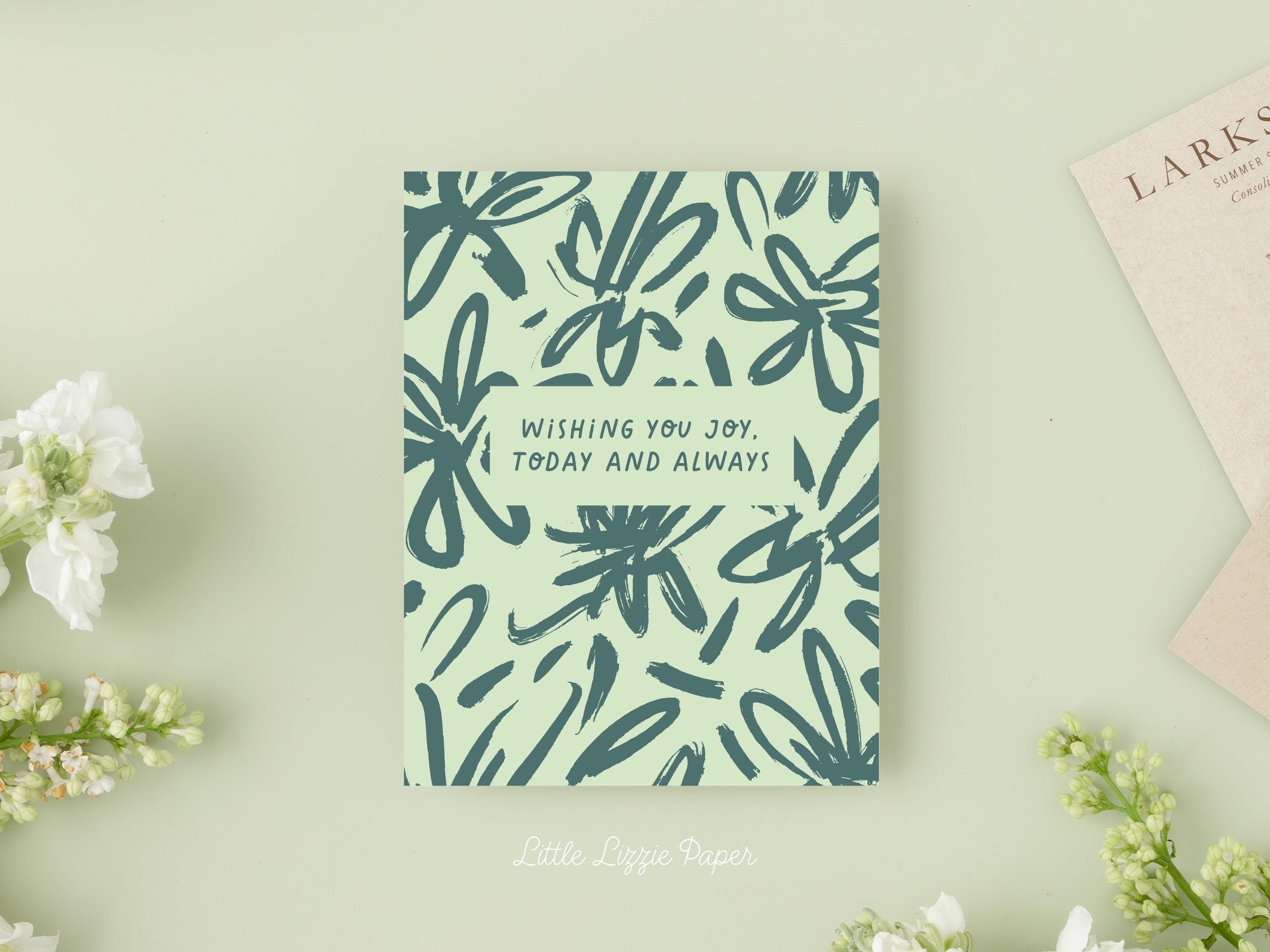 Wishing You Joy Card – Birthday Card – Friendship Card – Folded 4.25 x 5.5 Greeting Card – Social Stationery