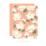 Peach Daisy Card - Thank You Card – Birthday Card – Folded 4.25 x 5.5 Greeting Card – Social Stationery