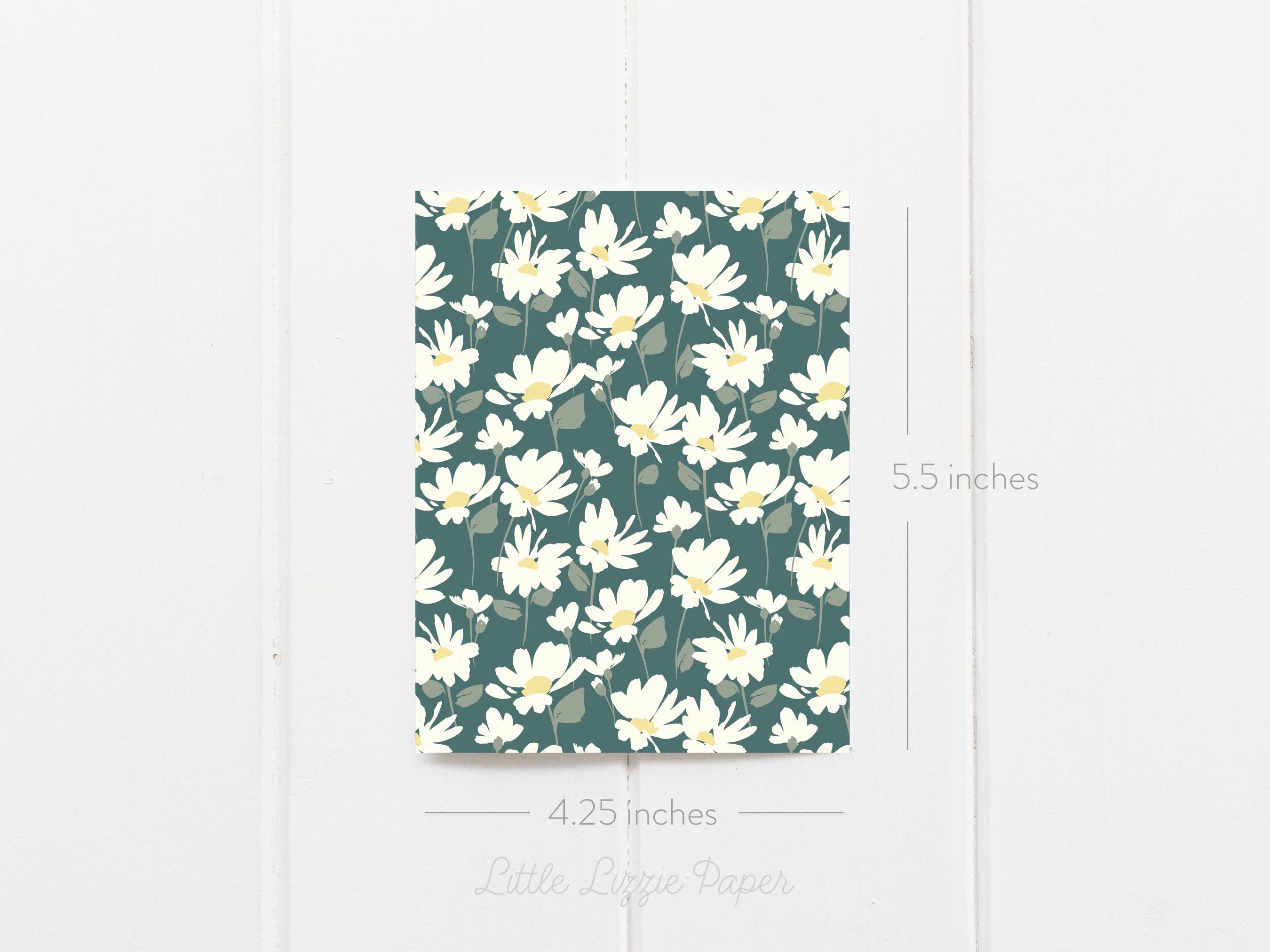 Teal Daisy Card - Thank You Card – Birthday Card – Folded 4.25 x 5.5 Greeting Card – Social Stationery