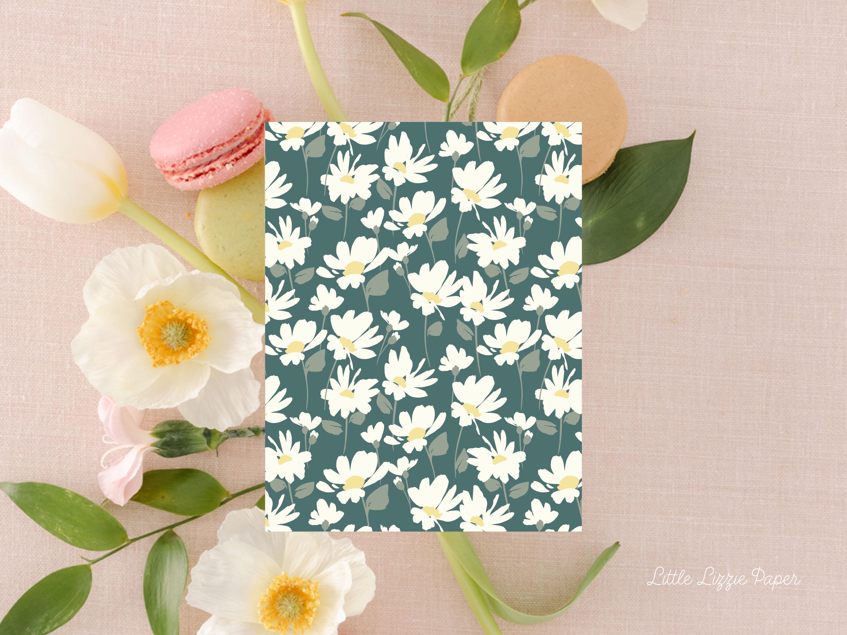 Teal Daisy Card - Thank You Card – Birthday Card – Folded 4.25 x 5.5 Greeting Card – Social Stationery