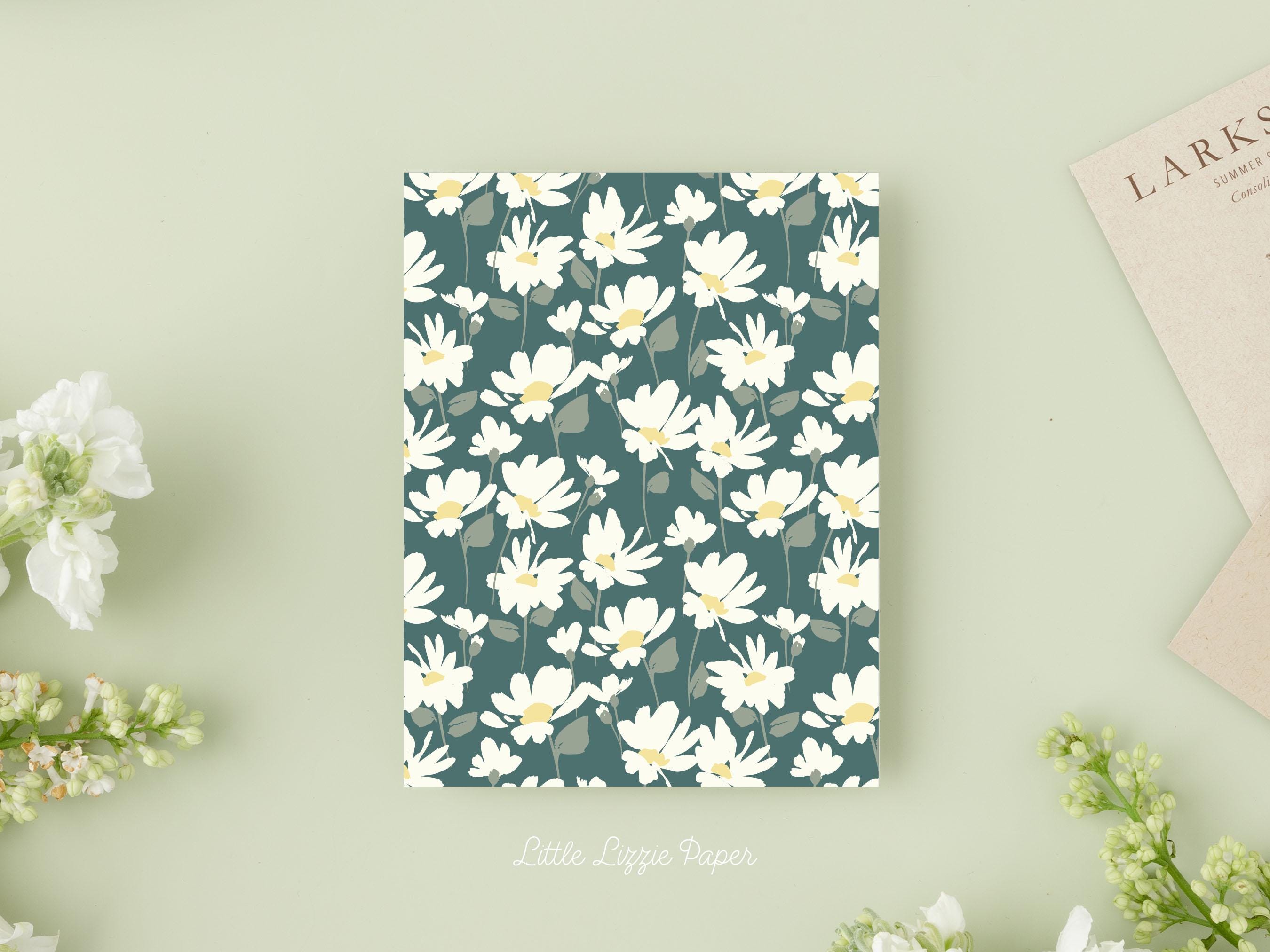 Teal Daisy Card - Thank You Card – Birthday Card – Folded 4.25 x 5.5 Greeting Card – Social Stationery
