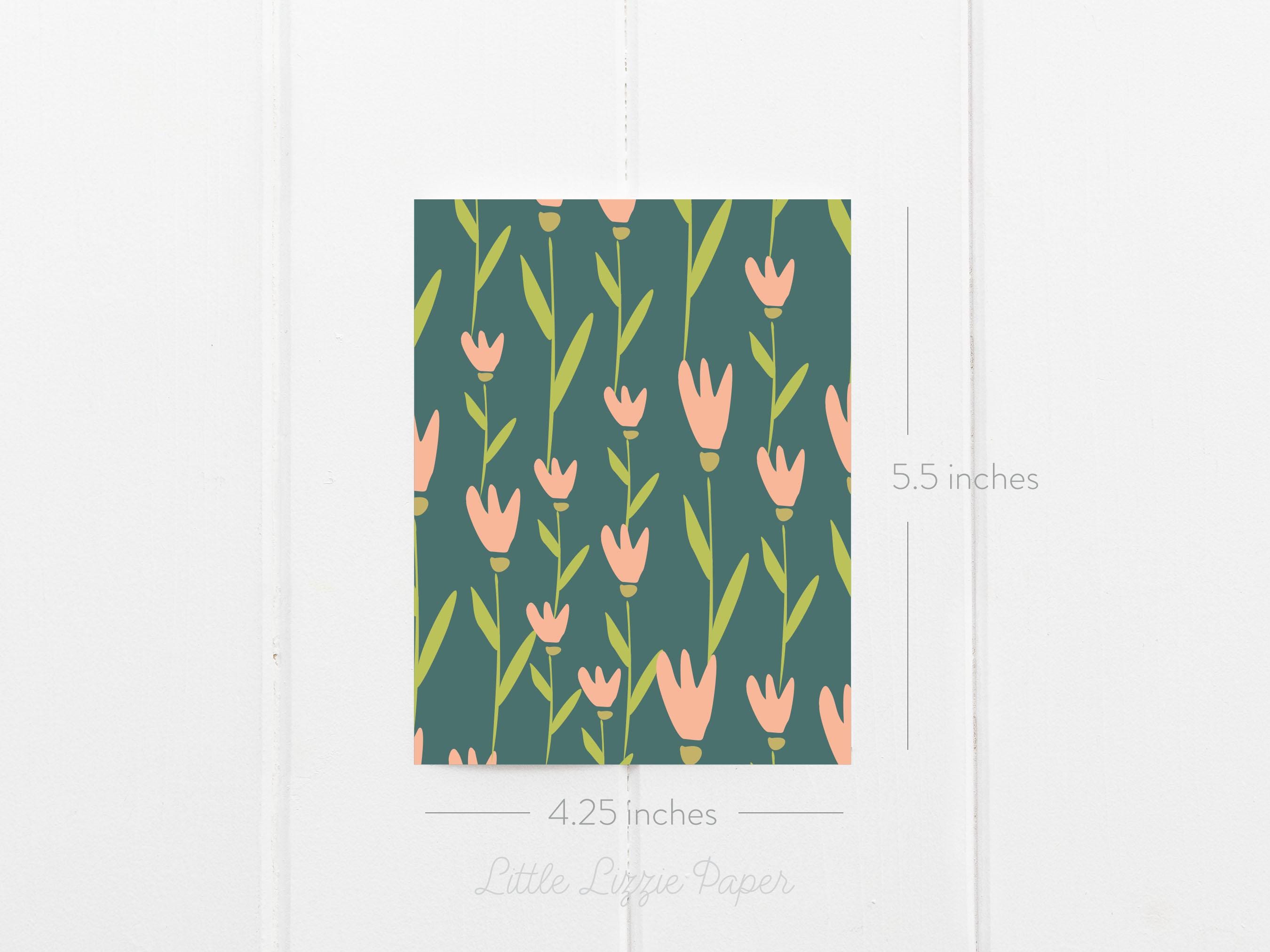 Small Tulip Card - Thank You Card – Birthday Card – Folded 4.25 x 5.5 Greeting Card – Social Stationery