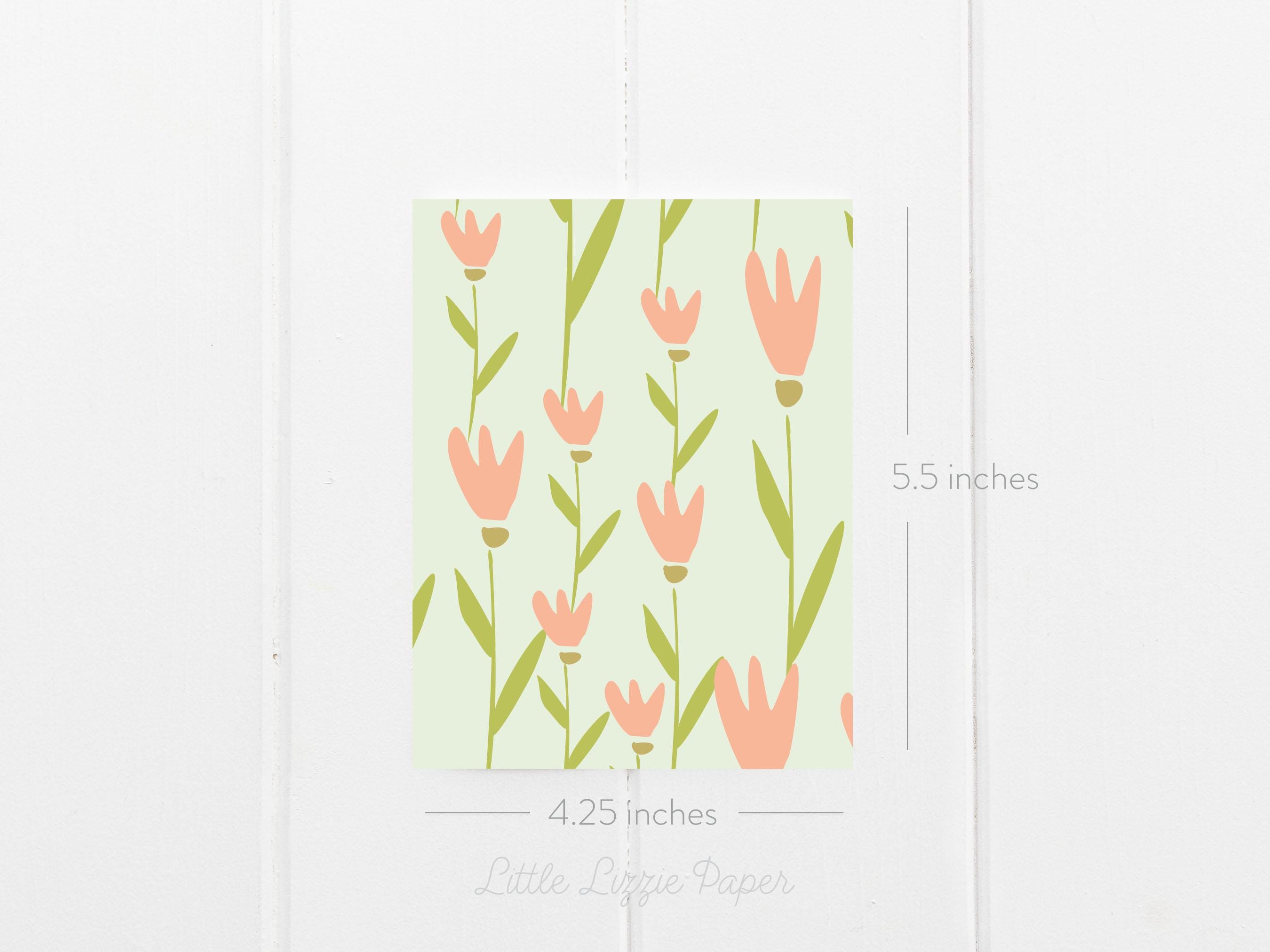 Large Tulip Card - Thank You Card – Birthday Card – Folded 4.25 x 5.5 Greeting Card – Social Stationery