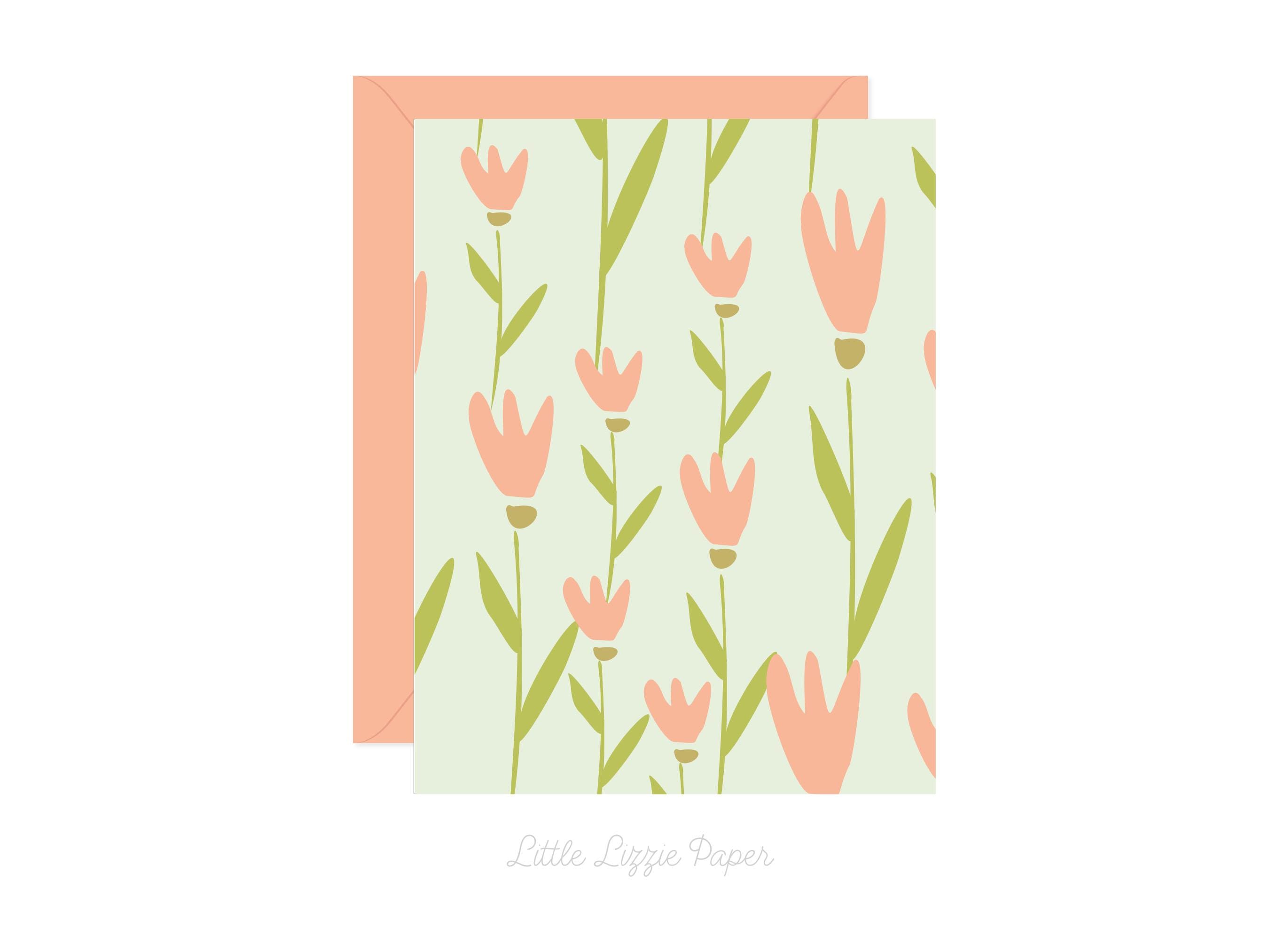 Large Tulip Card - Thank You Card – Birthday Card – Folded 4.25 x 5.5 Greeting Card – Social Stationery