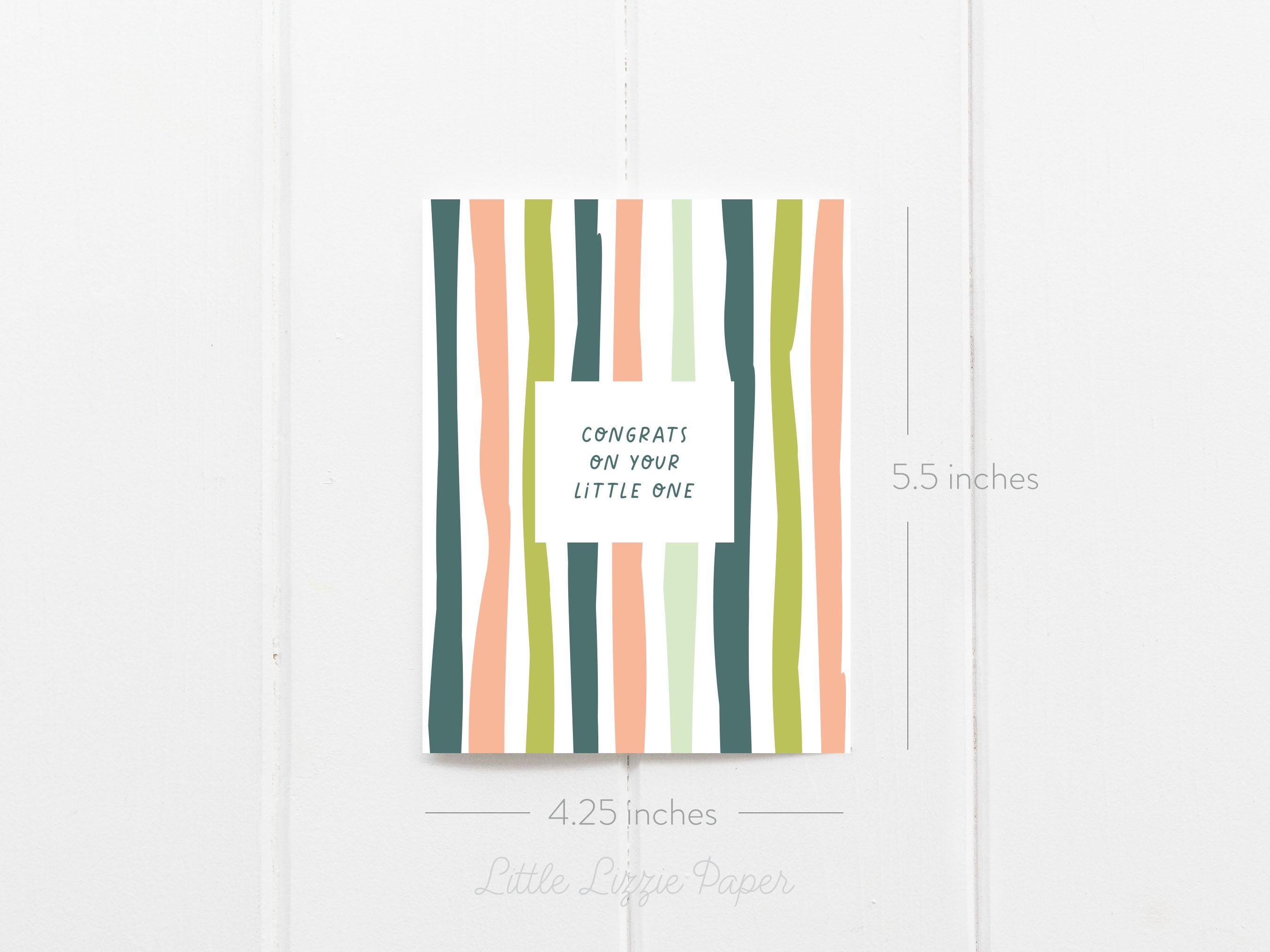 Congrats On Your Little One Card – Baby Shower Card – New Baby Card – Folded 4.25 x 5.5 Greeting Card – Social Stationery
