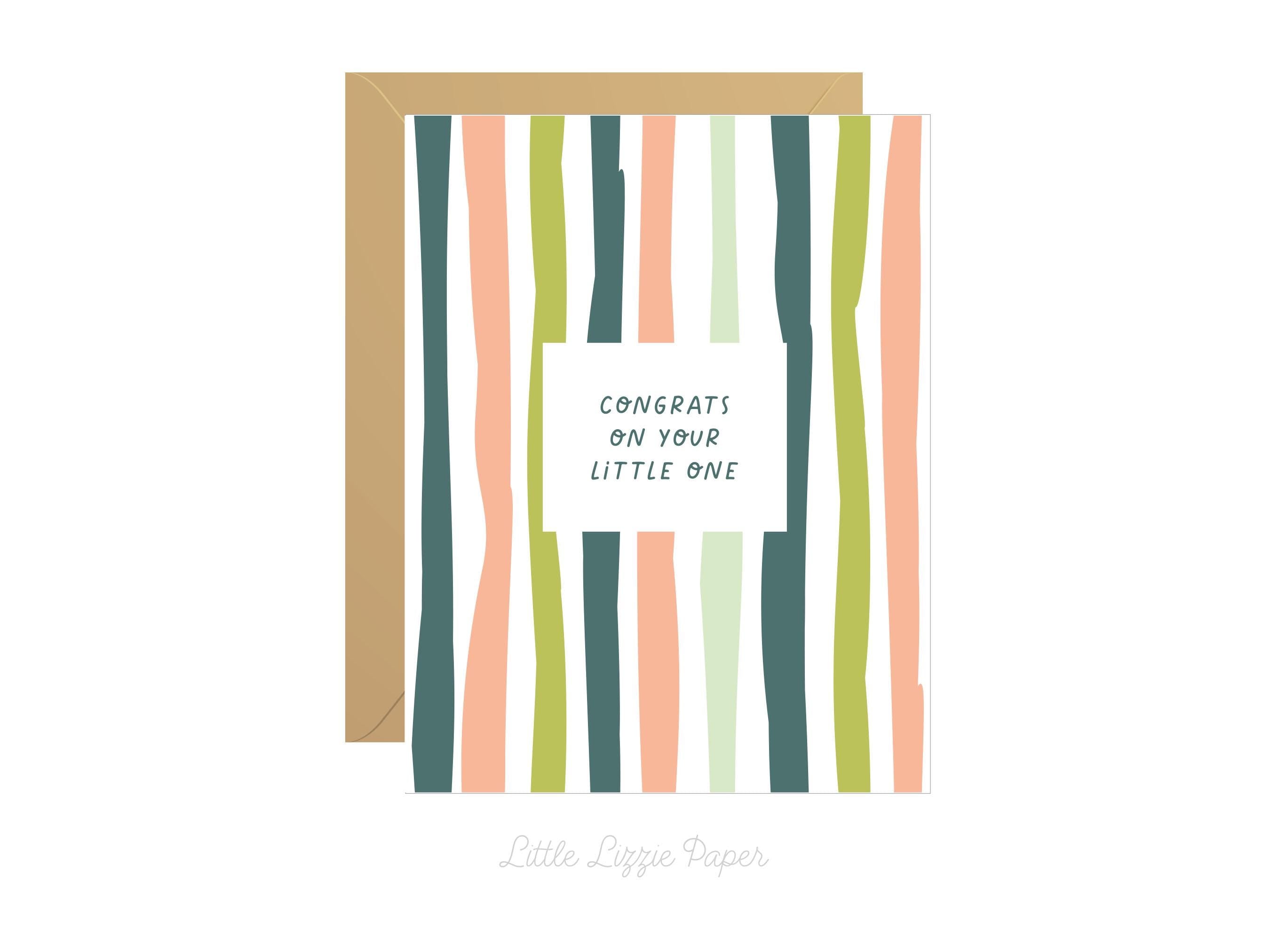 Congrats On Your Little One Card – Baby Shower Card – New Baby Card – Folded 4.25 x 5.5 Greeting Card – Social Stationery