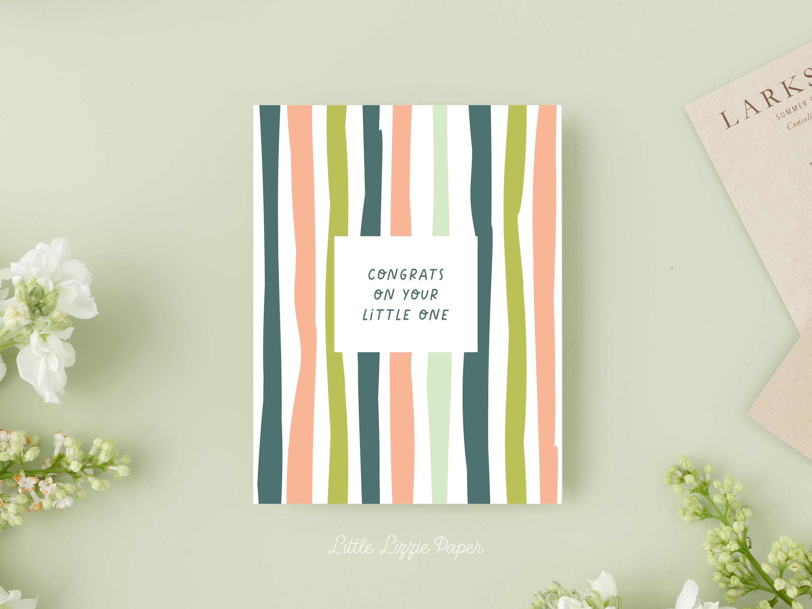 Congrats On Your Little One Card – Baby Shower Card – New Baby Card – Folded 4.25 x 5.5 Greeting Card – Social Stationery