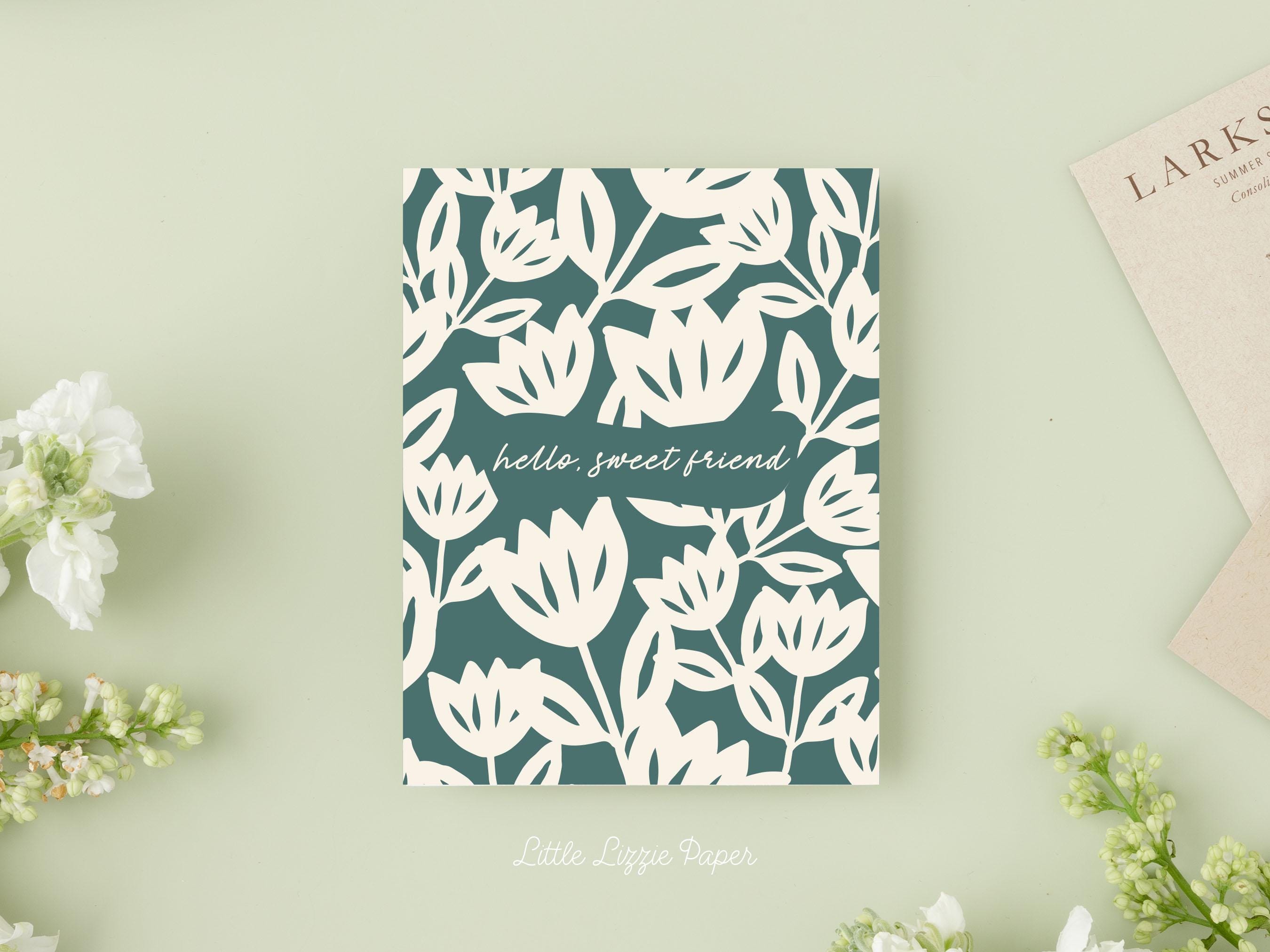 Hello Sweet Friend Card – Friendship Card – Folded 4.25 x 5.5 Greeting Card – Social Stationery