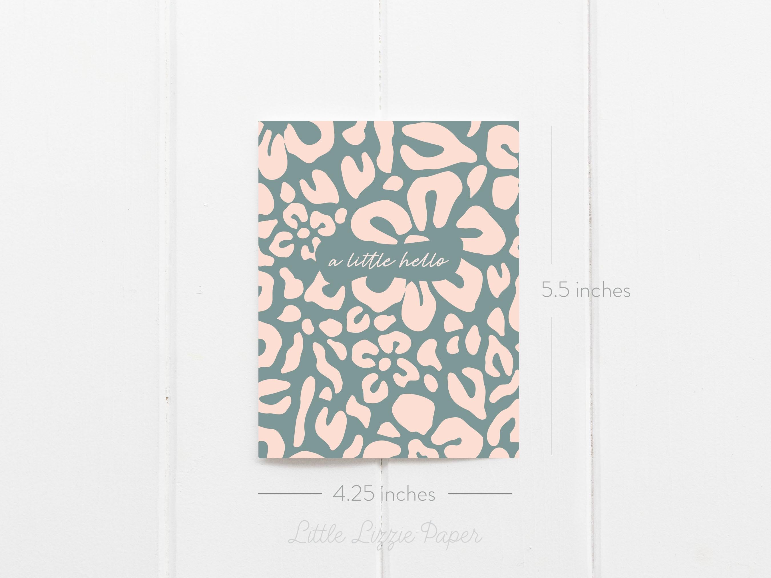 A Little Hello Floral Card – Friendship Card – Folded 4.25 x 5.5 Greeting Card – Social Stationery