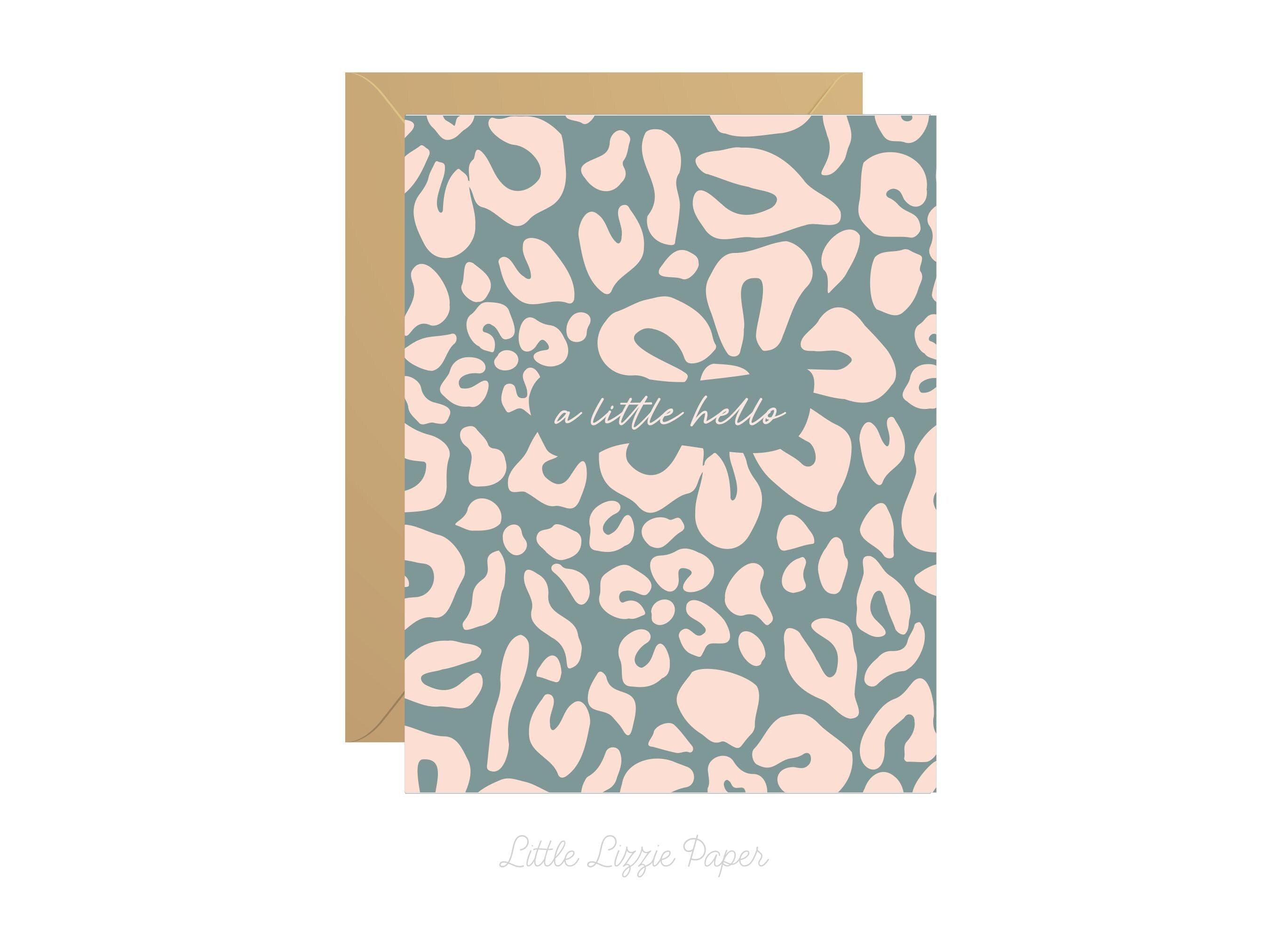 A Little Hello Floral Card – Friendship Card – Folded 4.25 x 5.5 Greeting Card – Social Stationery