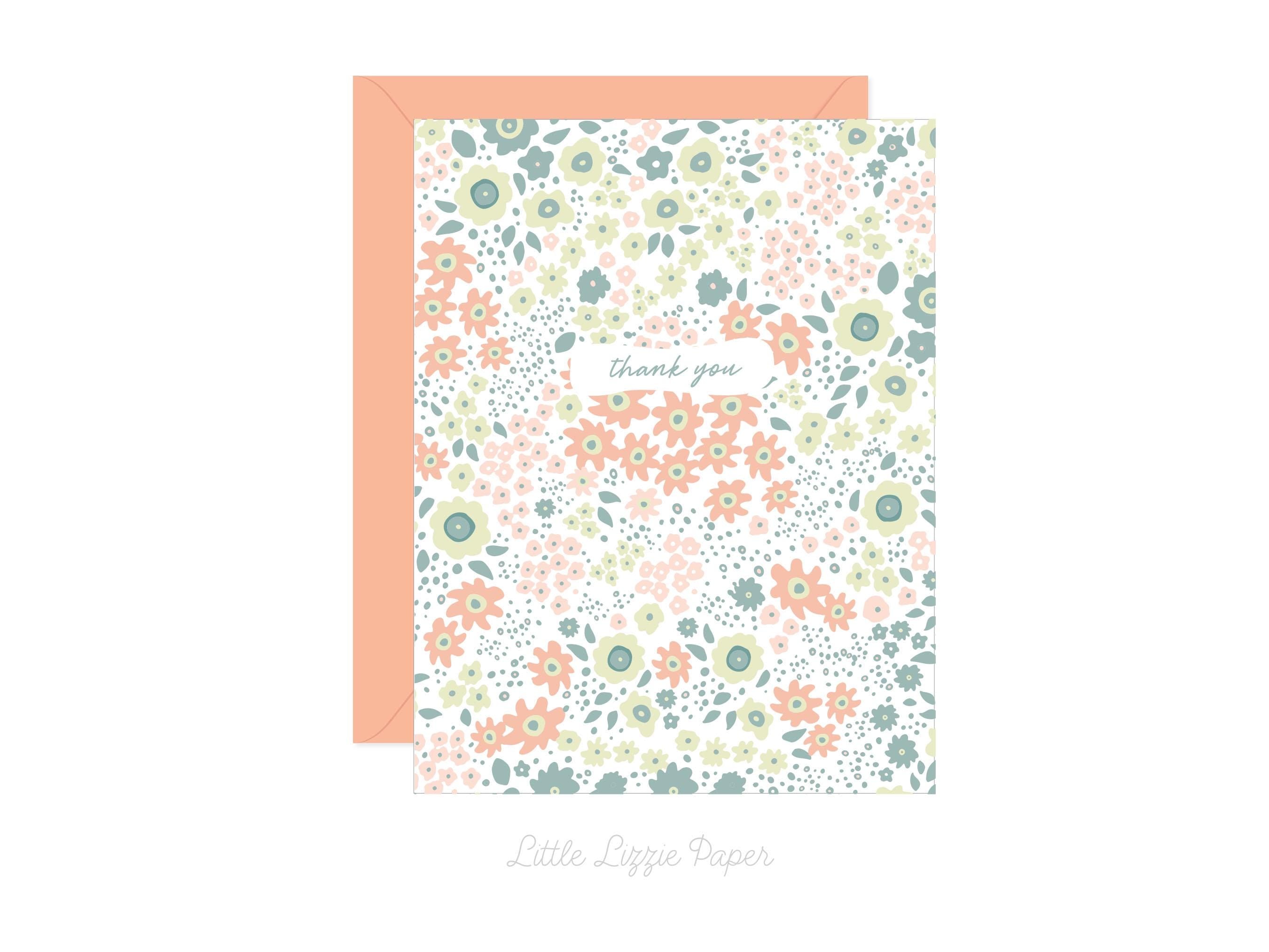 Thank You Flower Patch Card - Thank You Card – Floral Card – Folded 4.25 x 5.5 Greeting Card – Social Stationery