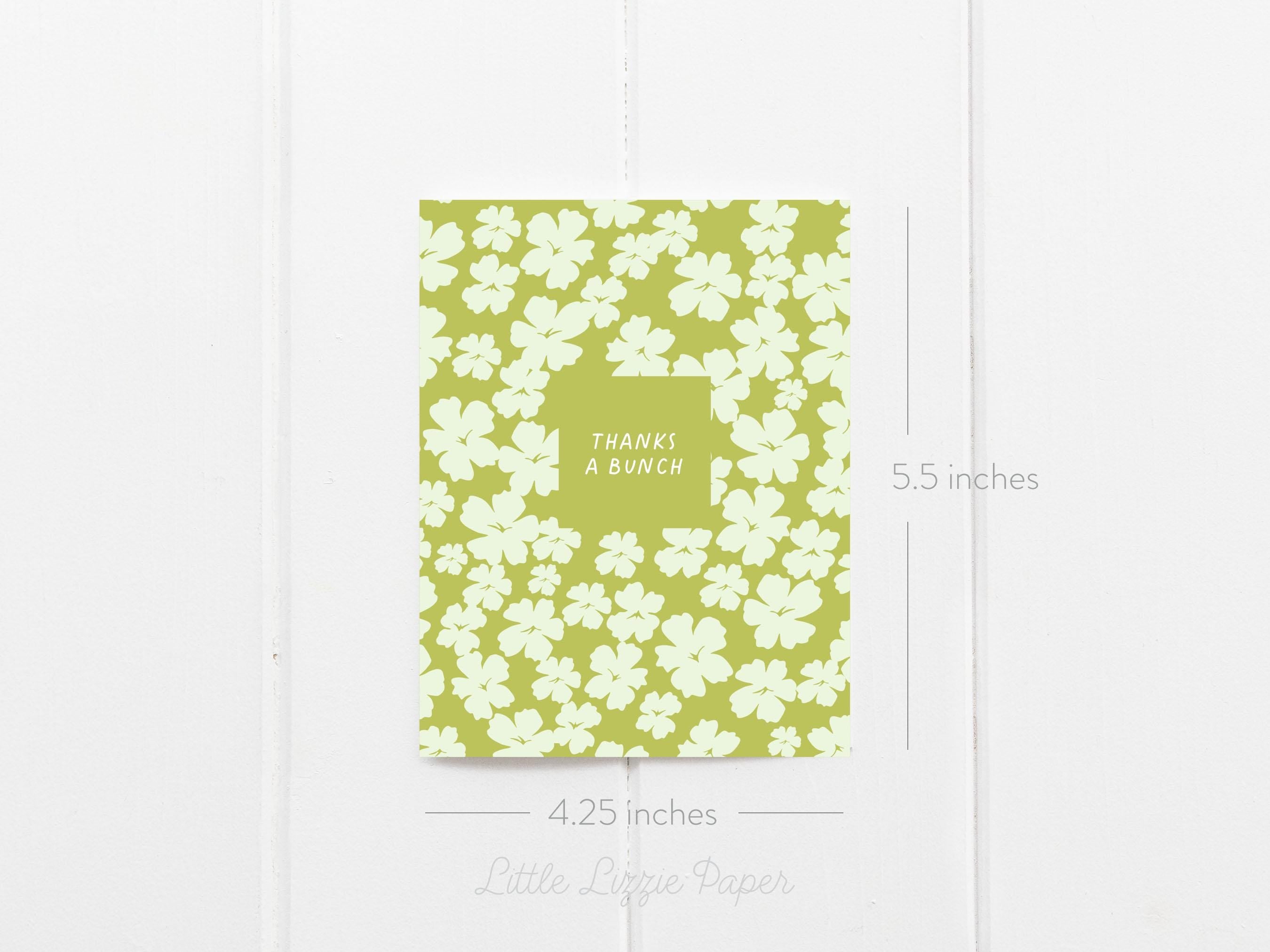 Thanks A Bunch Floral Card - Thank You Card – Floral Card – Folded 4.25 x 5.5 Greeting Card – Social Stationery