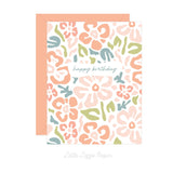 Happy Birthday Colorful Floral Card – Birthday Card – Friendship Card – Folded 4.25 x 5.5 Greeting Card – Social Stationery