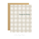 Happy Birthday Plaid Card – Birthday Card – Friendship Card – Folded 4.25 x 5.5 Greeting Card – Social Stationery