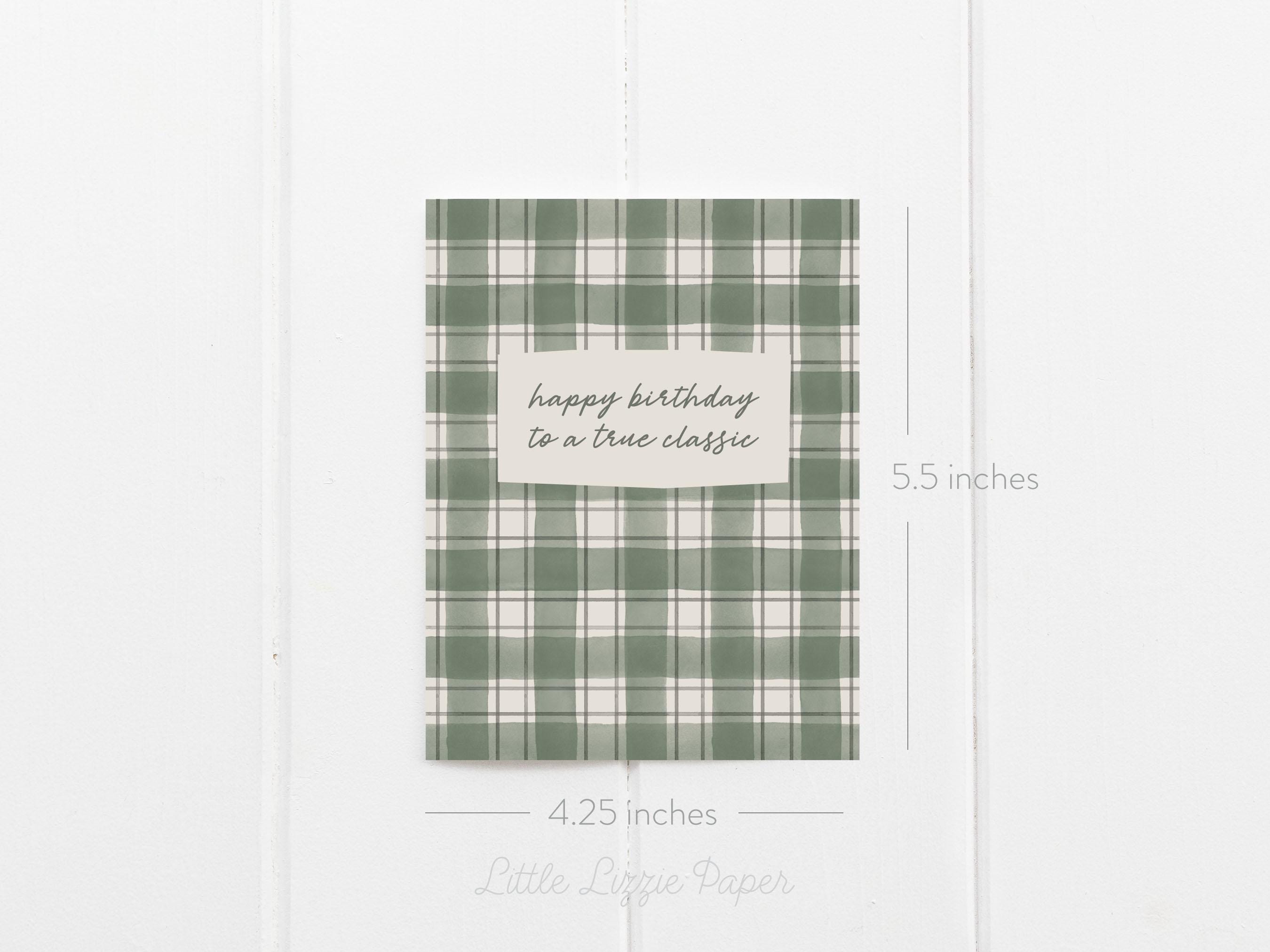 Happy Birthday Classic Plaid Card – Birthday Card – Friendship Card – Folded 4.25 x 5.5 Greeting Card – Social Stationery