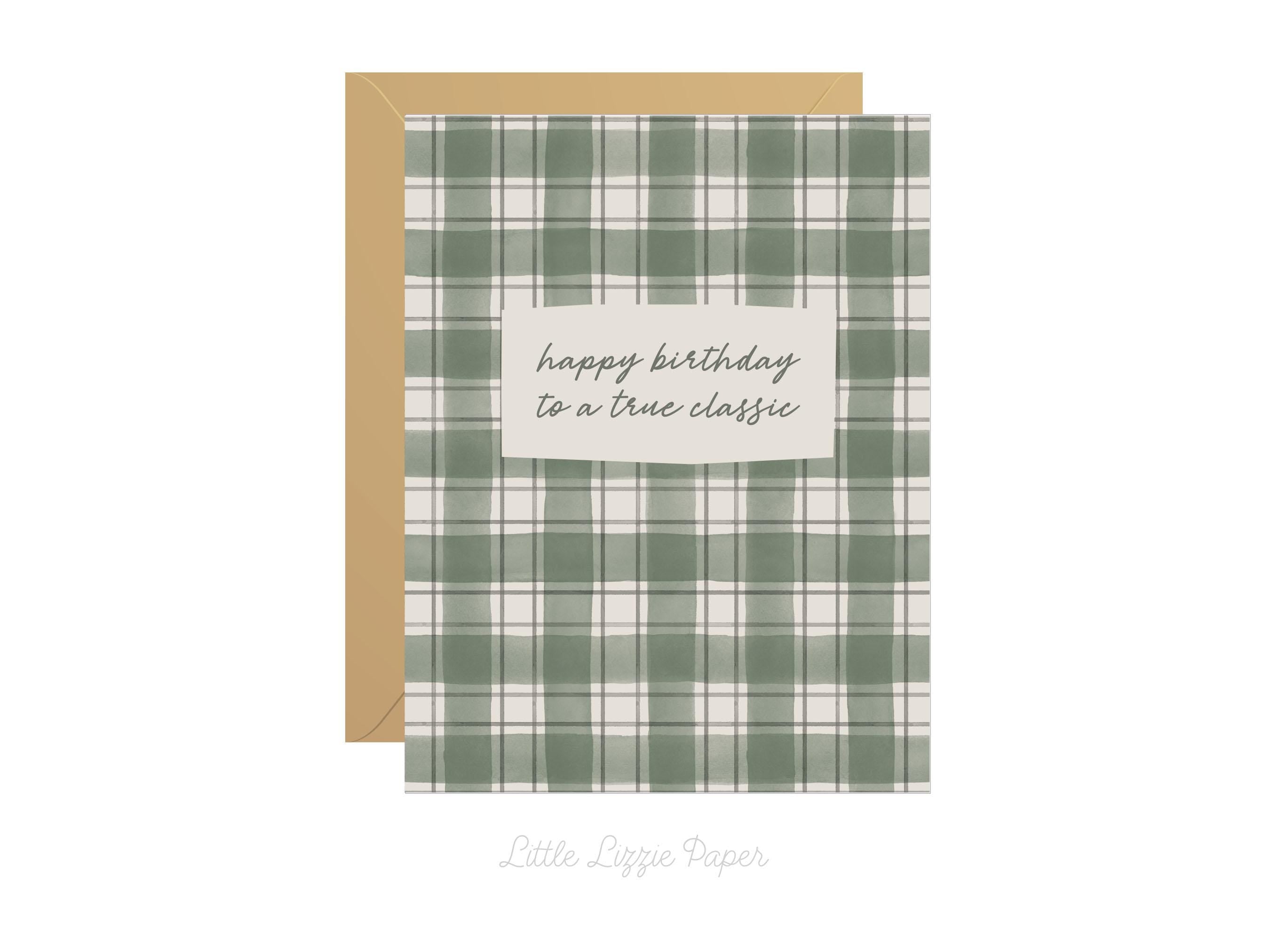 Happy Birthday Classic Plaid Card – Birthday Card – Friendship Card – Folded 4.25 x 5.5 Greeting Card – Social Stationery