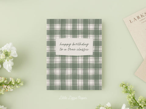 Happy Birthday Classic Plaid Card – Birthday Card – Friendship Card – Folded 4.25 x 5.5 Greeting Card – Social Stationery