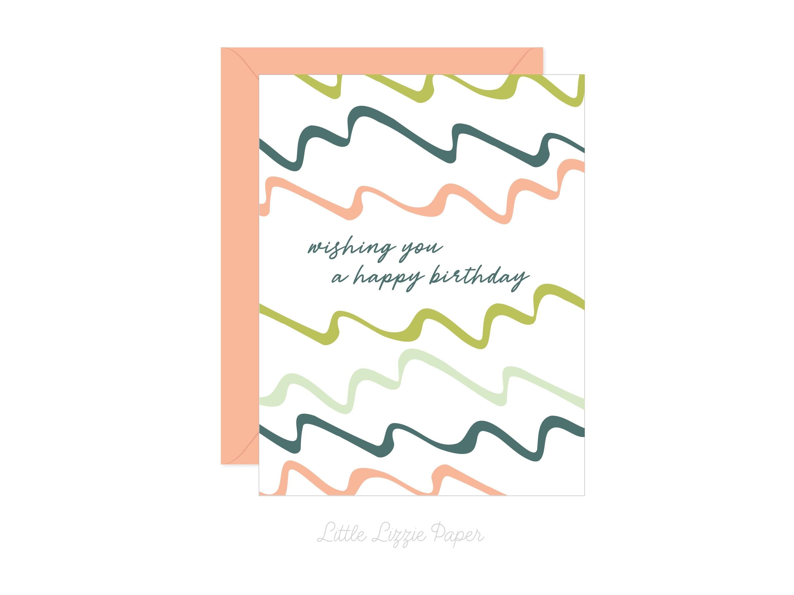 Wishing You A Happy Birthday Ribbon Card – Birthday Card – Friendship Card – Folded 4.25 x 5.5 Greeting Card – Social Stationery