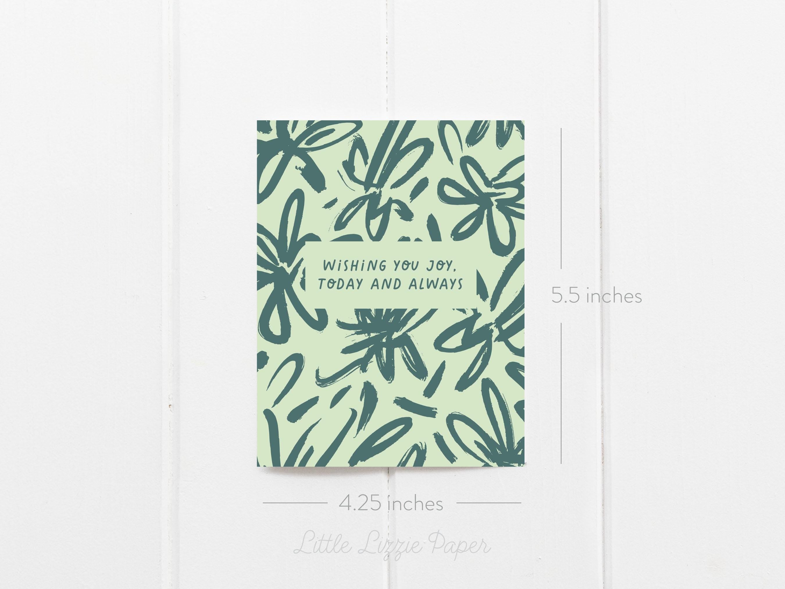 Wishing You Joy Card – Birthday Card – Friendship Card – Folded 4.25 x 5.5 Greeting Card – Social Stationery