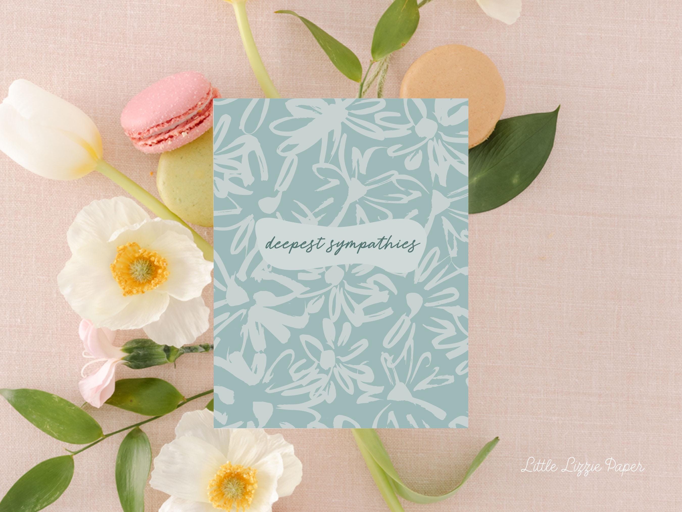 Sympathy Card – Floral Card – Folded 4.25 x 5.5 Greeting Card – Social Stationery