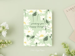 Sending You Happy Thoughts Card – Encouragement Card – Folded 4.25 x 5.5 Greeting Card – Social Stationery