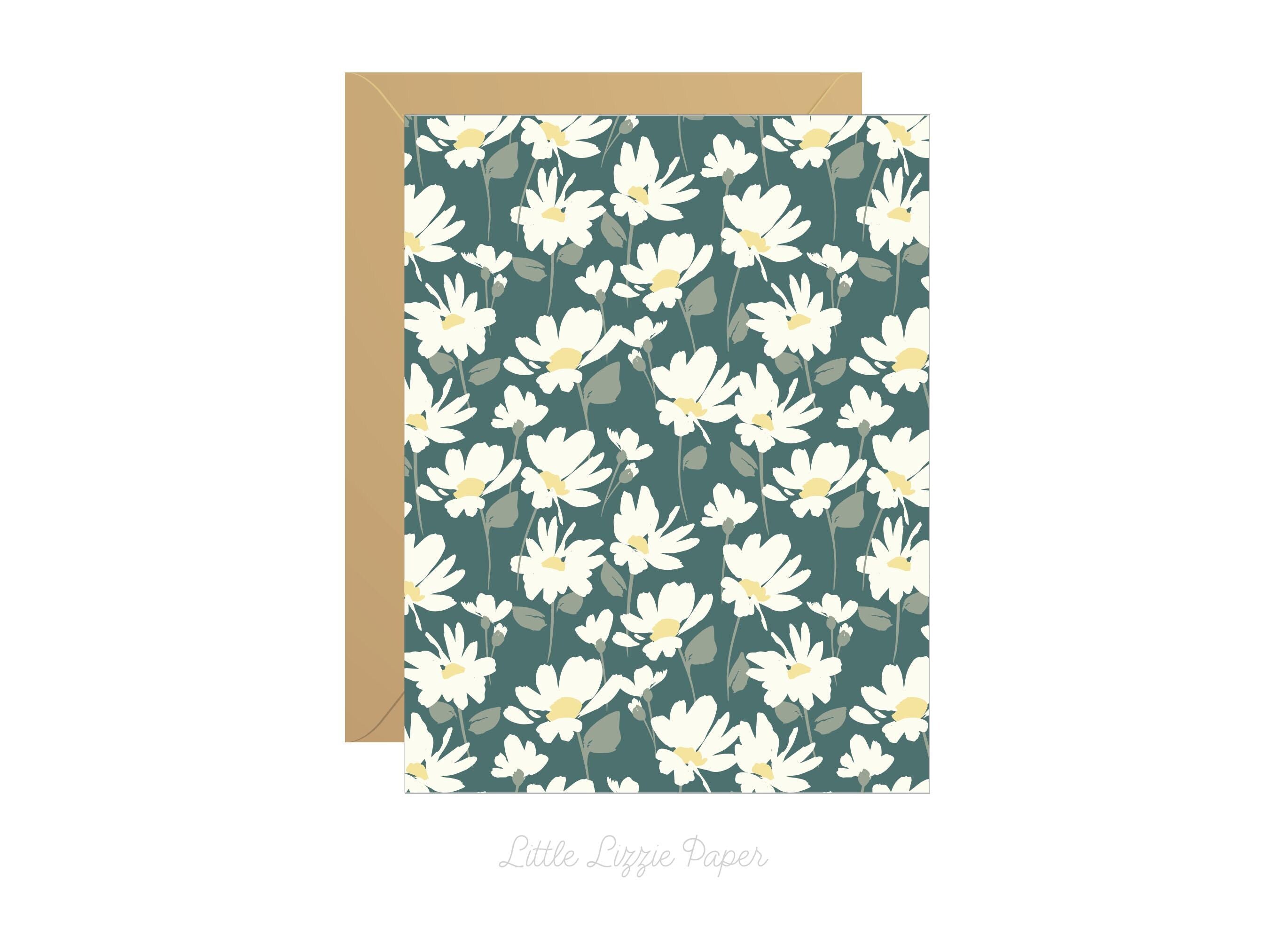 Teal Daisy Card - Thank You Card – Birthday Card – Folded 4.25 x 5.5 Greeting Card – Social Stationery