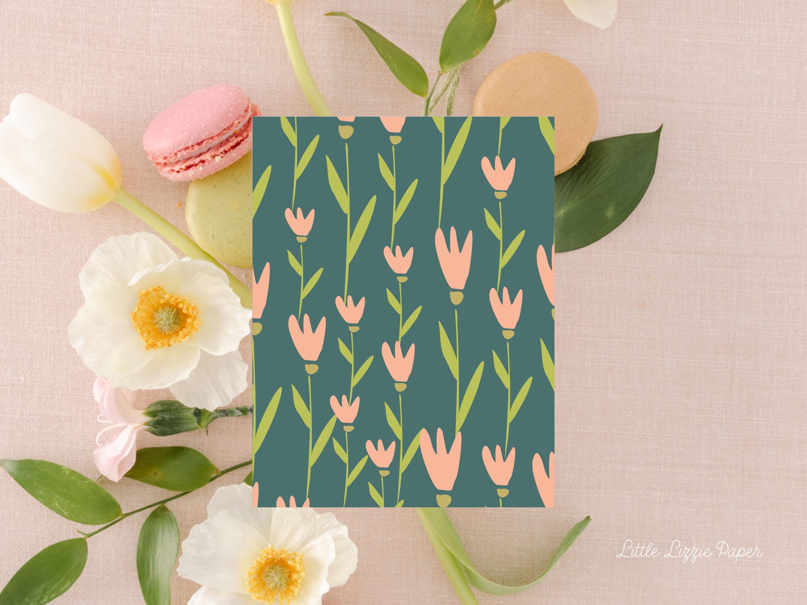 Small Tulip Card - Thank You Card – Birthday Card – Folded 4.25 x 5.5 Greeting Card – Social Stationery