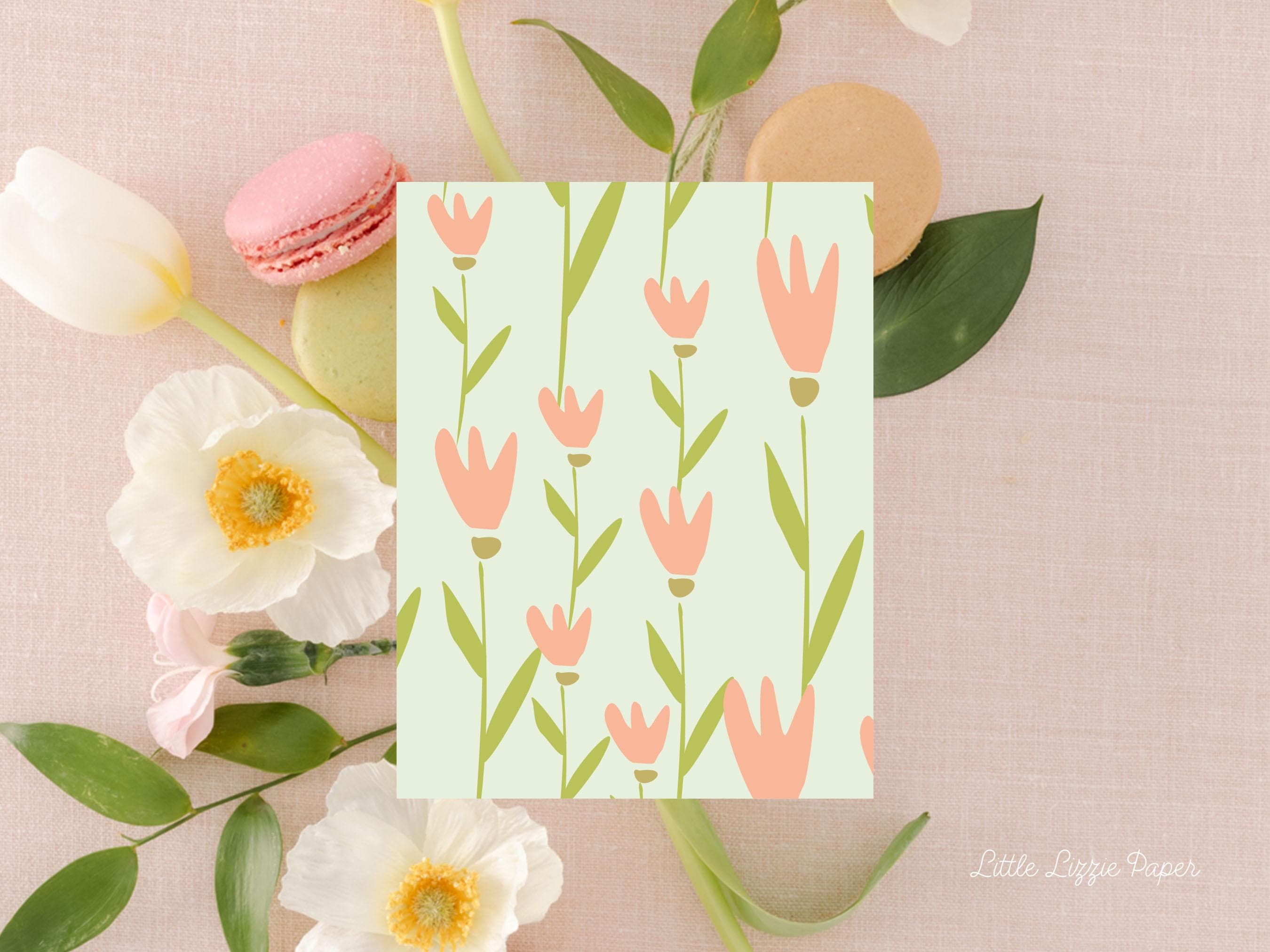 Large Tulip Card - Thank You Card – Birthday Card – Folded 4.25 x 5.5 Greeting Card – Social Stationery