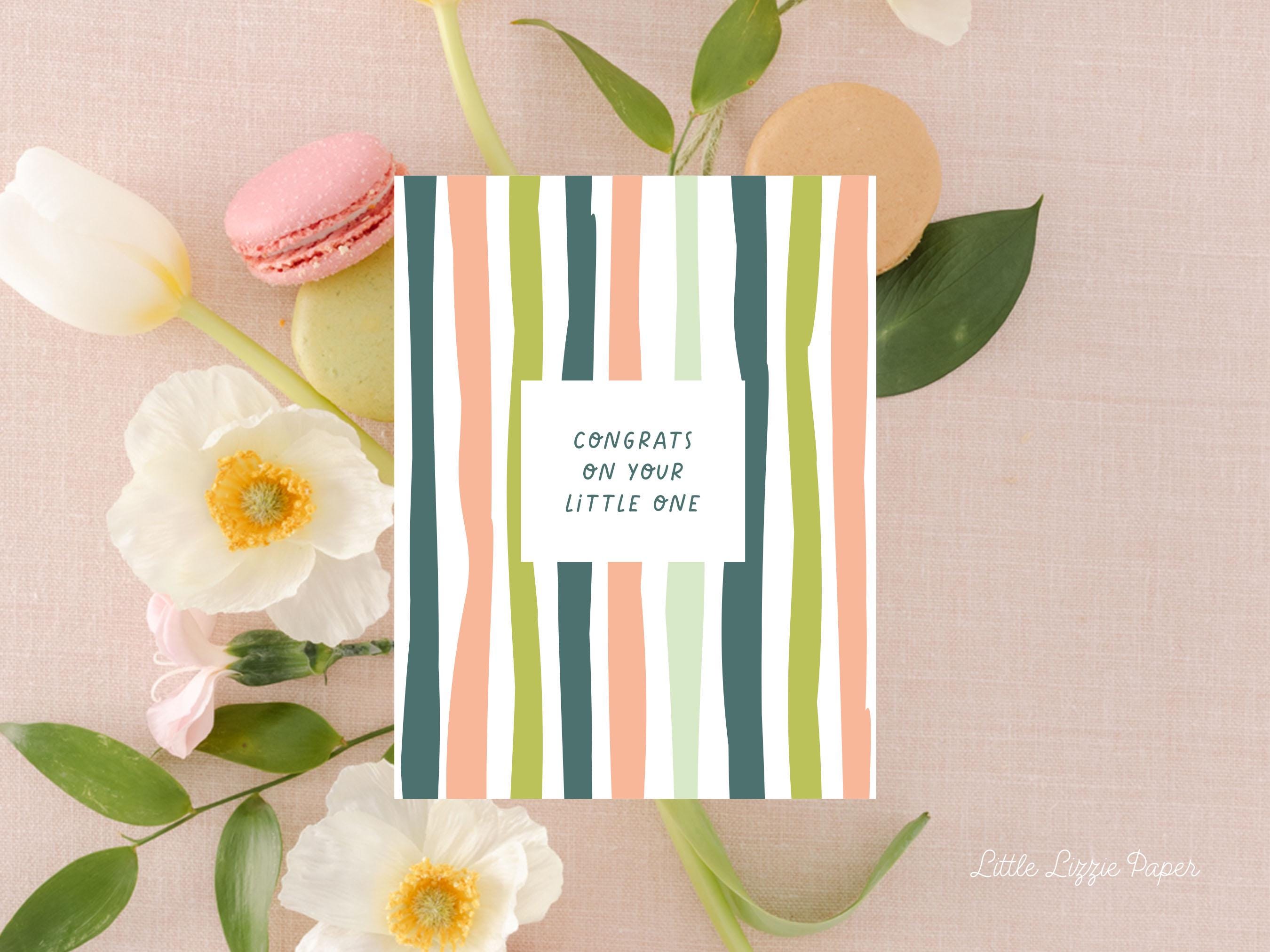 Congrats On Your Little One Card – Baby Shower Card – New Baby Card – Folded 4.25 x 5.5 Greeting Card – Social Stationery