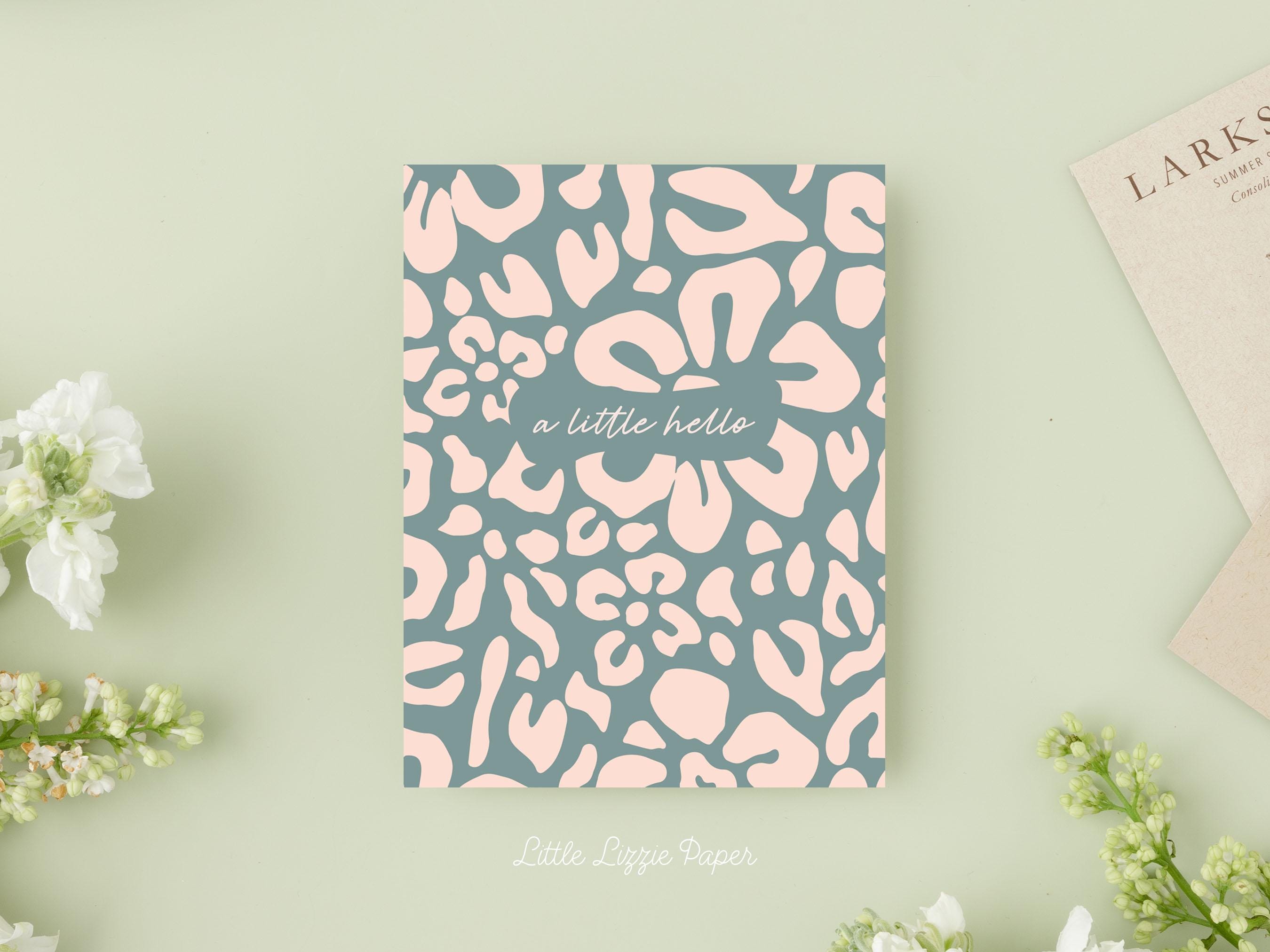 A Little Hello Floral Card – Friendship Card – Folded 4.25 x 5.5 Greeting Card – Social Stationery